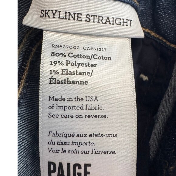 Paige Skyline Straight Jeans Dark Wash Sz 30 - Picture 5 of 7